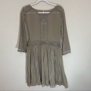rare FREE PEOPLE romantic cotton lace babydoll DRESS cottagecore